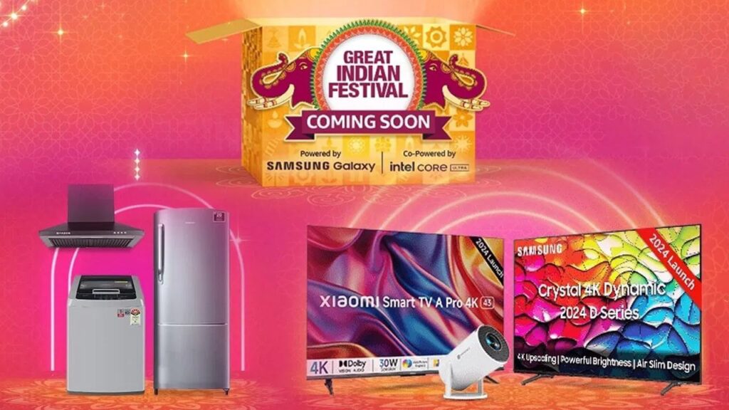 Amazon Great Indian Festival Sale: Shop extravagantly during the sale with huge discounts on smart TVs, phones, and washing machines.