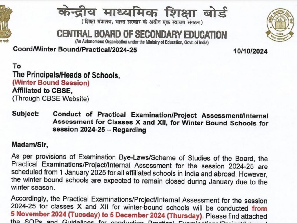 CBSE Winter Schools: Practical Exams Start November 5 - Get the Details!