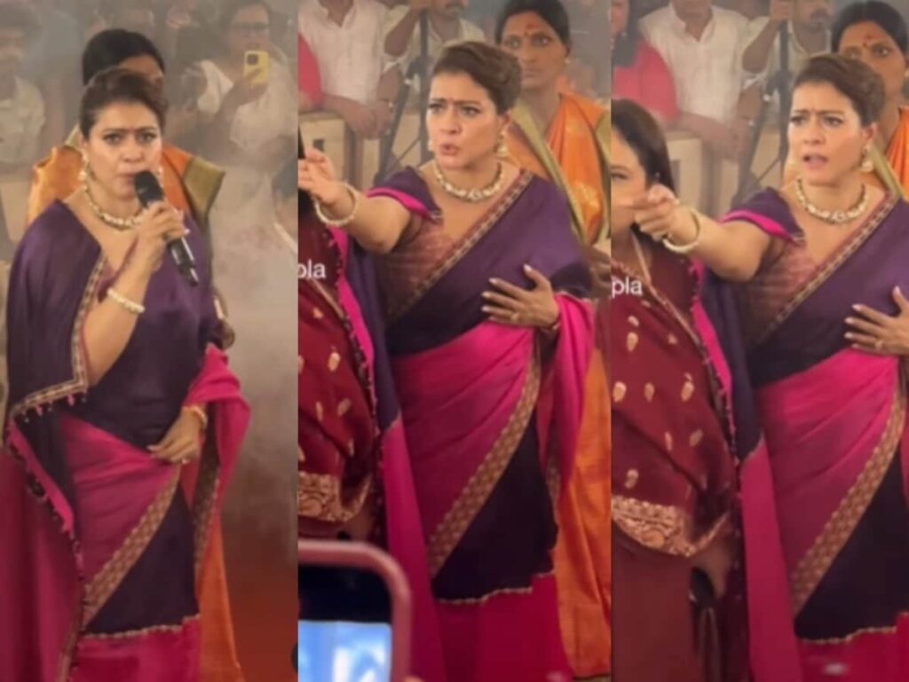 Kajol's Sassy Gesture at Durga Puja Pandal Sparks Reactions - Watch the Video!