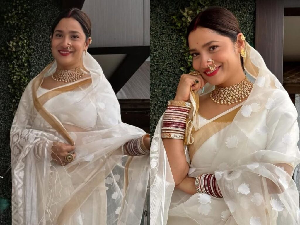 Ankita Lokhande Stuns in Marathi Look: Get Styling Tips for a White Saree!